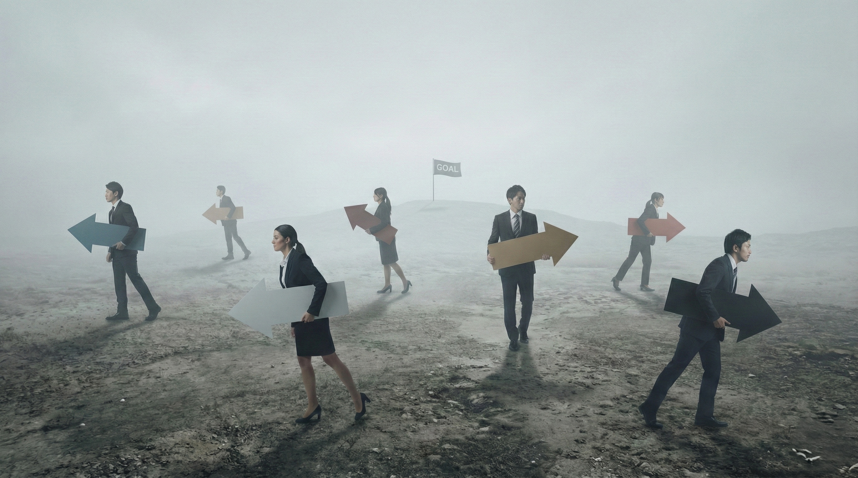 方向性の不一致を表すイメージ