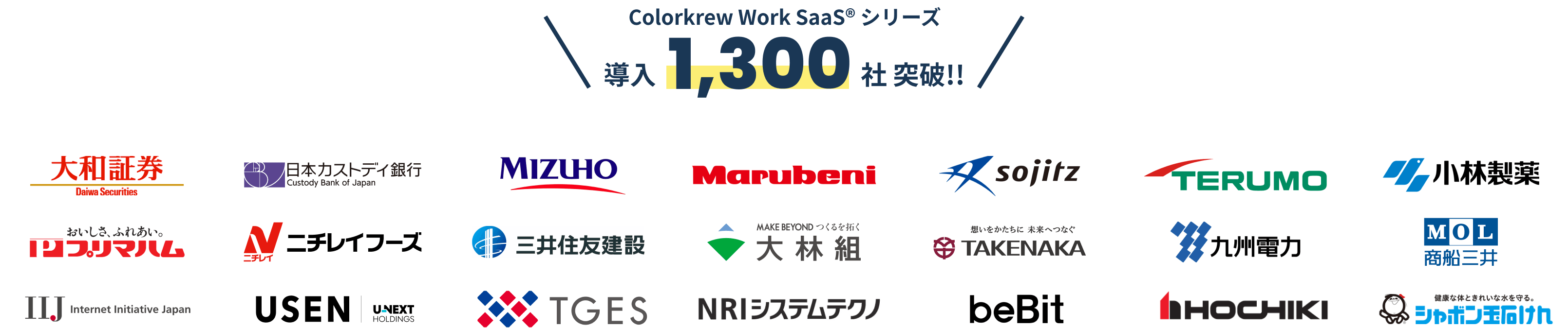 Colorkrew WorkSaaS®シリーズ導入1,300社突破!!